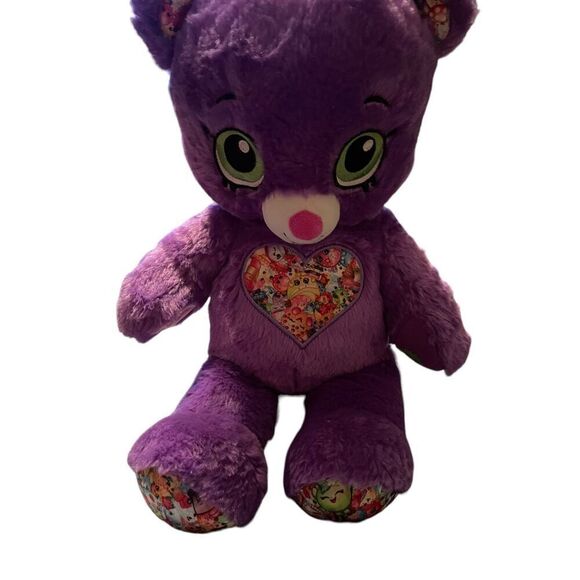 Build A Bear Workshop Kids Purple Shopkins Teddy Bear Heart Plush Stuffed 18" - Picture 1 of 13
